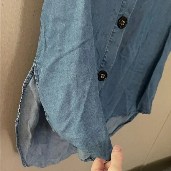 Marc New York large chambray denim button down tunic tank 100% tencel mini dress - Picture 4 of 4